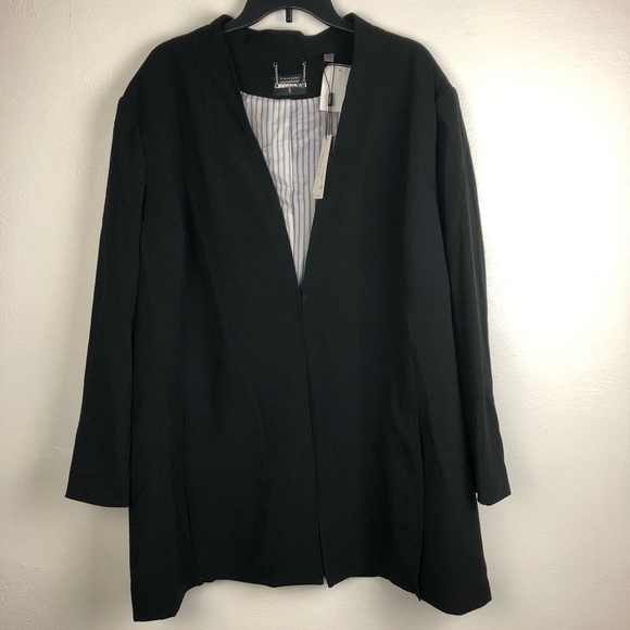 T Tahari Plus Size Open Front Blazer Black Sz 22W - Picture 4 of 9